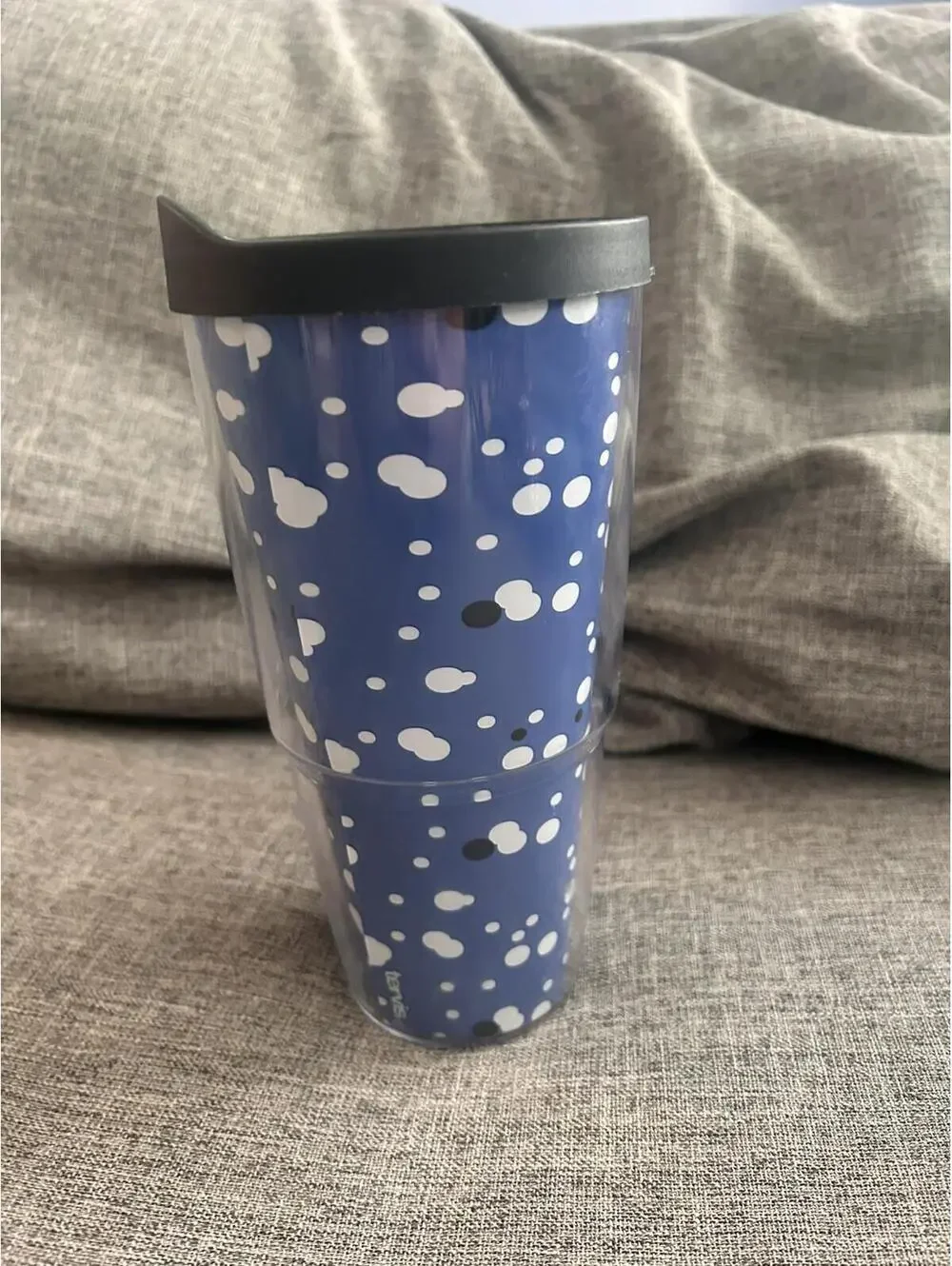 Tervis Tumbler Blue Black & White Polka Dots 24 Oz Cup Black Lid